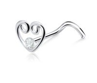 Heart with Stone Curved Nose Stud NSKB-810